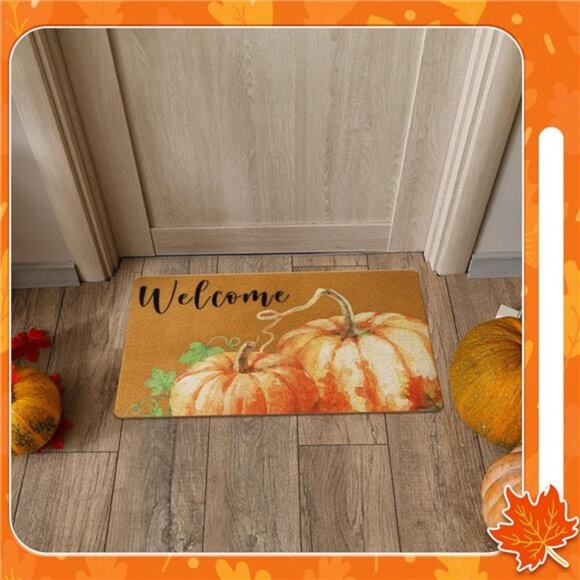 Doormat Combo Set Pumpkin 17'' x 29'' Coir Mat and 23.6'' x 51.2'' Plaid Rug - Picture 5 of 7